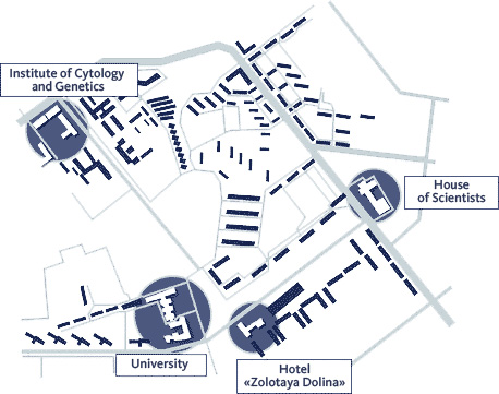 The map will help you locate yourself in Akademgorodok.